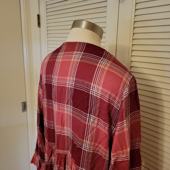 Plaid Babydoll T-Shirt Dress Red Long Sleeve Matilda Jane Size Large - Picture 6 of 7